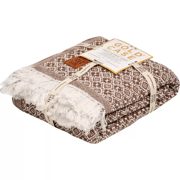 Gold CASE Retro Throw amp Blanket 50x60 inches 130x150cm Super Soft 100 Recycled Cotton  PREWashed Decorative and MultiPurpose Boho Blankets for Couch Farmhouse Bed Chair and Sofa Brown50x60 Retro Brown