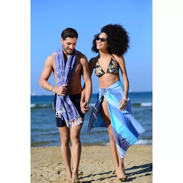 Gold CASE Turkish Beach Towel  Set of 6100 Cotton  70x38 inches XXL Oversized  PREWashed  Quick Dry Sand Free Turkish Towel  Lightweight Bath Towels OlymposMulticolor2Navy BeachBath Towel Set