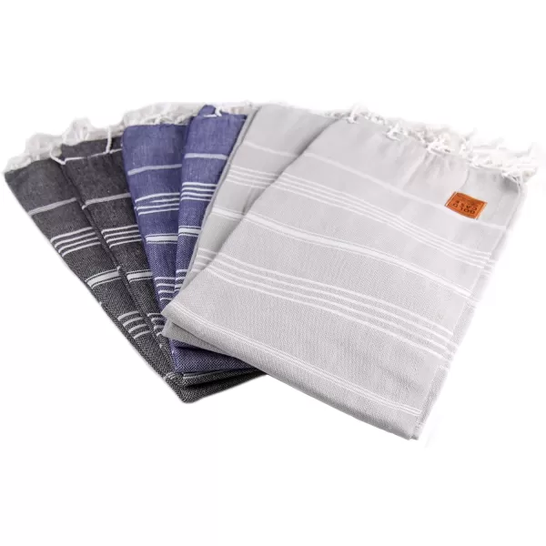 Gold CASE Turkish Beach Towel  Set of 6100 Cotton  70x38 inches XXL Oversized  PREWashed  Quick Dry Sand Free Turkish Towel  Lightweight Bath Towels OlymposMulticolor2Multi Dark BeachBath Towel Set