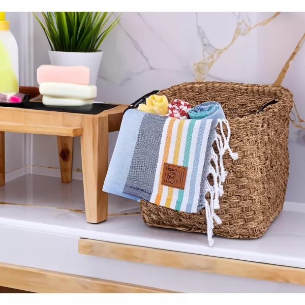 Gold CASE Turkish Beach Towel  Set of 6100 Cotton  70x38 inches XXL Oversized  PREWashed  Quick Dry Sand Free Turkish Towel  Lightweight Bath Towels OlymposMulticolor2Olymposblue Hand Towel Set
