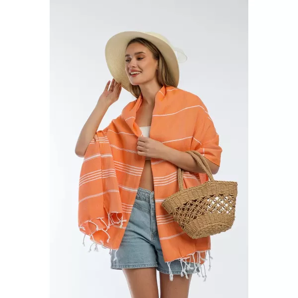 Gold CASE Turkish Beach Towel  Set of 6100 Cotton  70x38 inches XXL Oversized  PREWashed  Quick Dry Sand Free Turkish Towel  Lightweight Bath Towels OlymposMulticolor2Orange BeachBath Towel 1pc