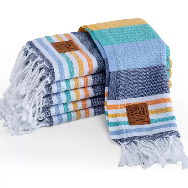 Gold CASE Turkish Beach Towel  Set of 6100 Cotton  70x38 inches XXL Oversized  PREWashed  Quick Dry Sand Free Turkish Towel  Lightweight Bath Towels OlymposMulticolor2Olymposmulticolor1 Hand Towel Set
