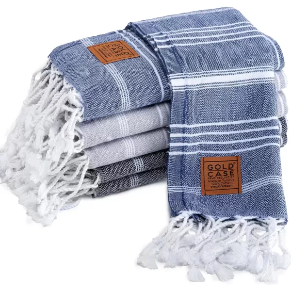 Gold CASE Turkish Beach Towel  Set of 6100 Cotton  70x38 inches XXL Oversized  PREWashed  Quick Dry Sand Free Turkish Towel  Lightweight Bath Towels OlymposMulticolor2Multi Dark Hand Towel Set