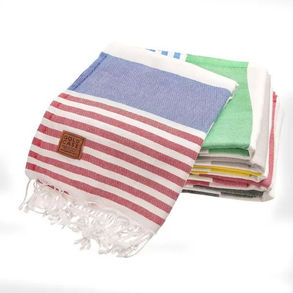 Gold CASE Turkish Beach Towel  Set of 6100 Cotton  70x38 inches XXL Oversized  PREWashed  Quick Dry Sand Free Turkish Towel  Lightweight Bath Towels OlymposMulticolor2Olymposmulticolor2 BeachBath Towel Set
