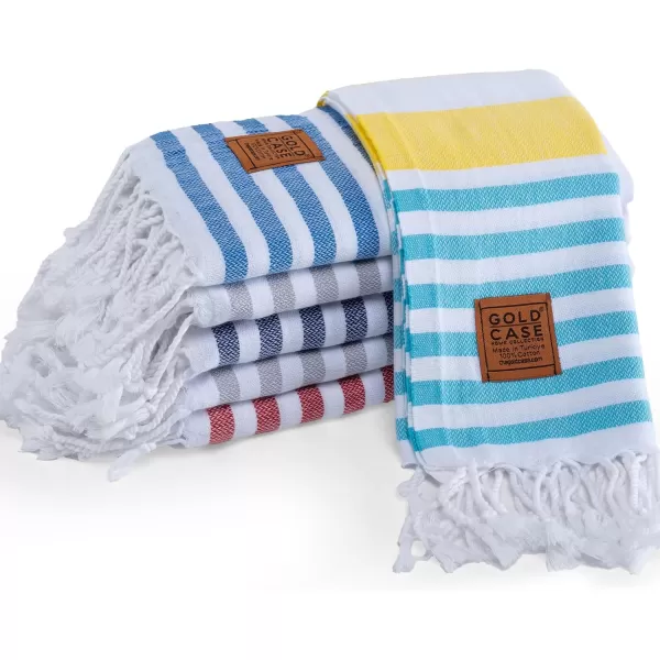 Gold CASE Turkish Beach Towel  Set of 6100 Cotton  70x38 inches XXL Oversized  PREWashed  Quick Dry Sand Free Turkish Towel  Lightweight Bath Towels OlymposMulticolor2Olymposmulticolor2 Hand Towel Set