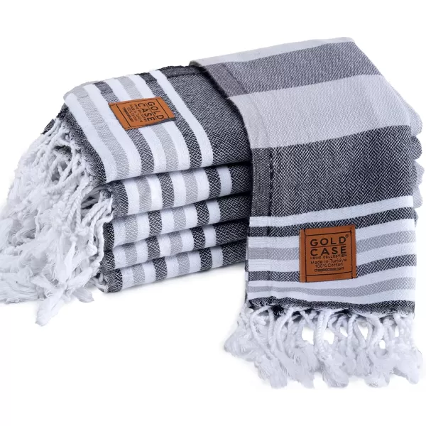 Gold CASE Turkish Beach Towel  Set of 6100 Cotton  70x38 inches XXL Oversized  PREWashed  Quick Dry Sand Free Turkish Towel  Lightweight Bath Towels OlymposMulticolor2Olymposblack Hand Towel Set