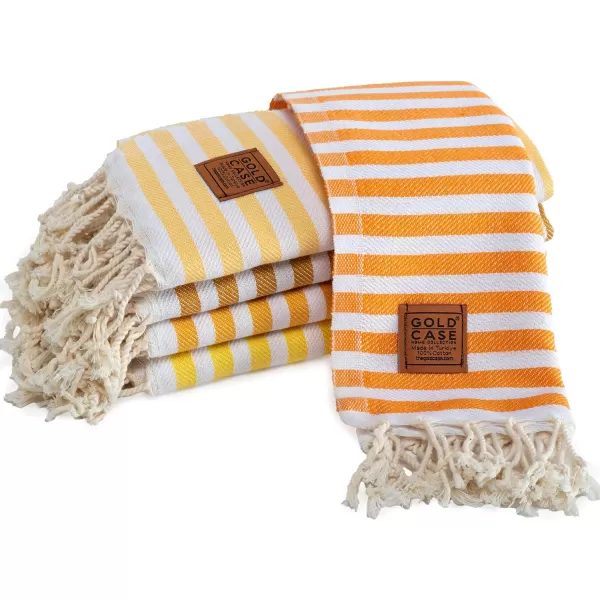 Gold CASE Turkish Beach Towel MYRA  40x70 inches XXL Oversized Bath Towels 100 Cotton Quick Dry Sand Free  with Free Reusable Bag Gift  Super Soft MyraOrangeTones of Yellow Hand Towel set