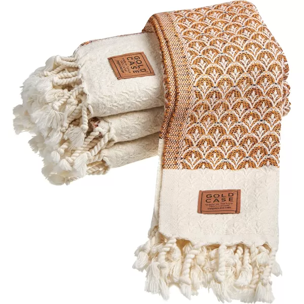 Zeus Original Turkish Hand Towels by Gold CASE  Set of 420x40 100 Cotton Decorative Towel  Bathroom and Kitchen Peshtemal for Hand Face Hair SPA Farmhouse Gym Tea and Dishcloth OrangeOrange Helen Hand Towel