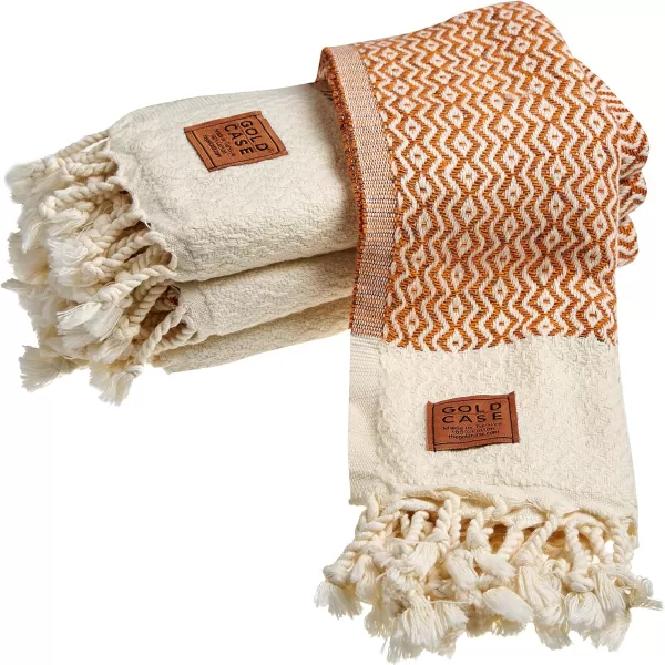 Zeus Original Turkish Hand Towels by Gold CASE  Set of 420x40 100 Cotton Decorative Towel  Bathroom and Kitchen Peshtemal for Hand Face Hair SPA Farmhouse Gym Tea and Dishcloth OrangeOrange Zeus Hand Towel