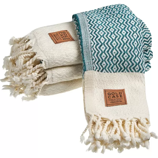 Zeus Original Turkish Hand Towels by Gold CASE  Set of 420x40 100 Cotton Decorative Towel  Bathroom and Kitchen Peshtemal for Hand Face Hair SPA Farmhouse Gym Tea and Dishcloth OrangeTeal Zeus Hand Towel