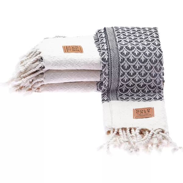 Zeus Original Turkish Hand Towels by Gold CASE  Set of 420x40 100 Cotton Decorative Towel  Bathroom and Kitchen Peshtemal for Hand Face Hair SPA Farmhouse Gym Tea and Dishcloth OrangeBlack Helen Hand Towel