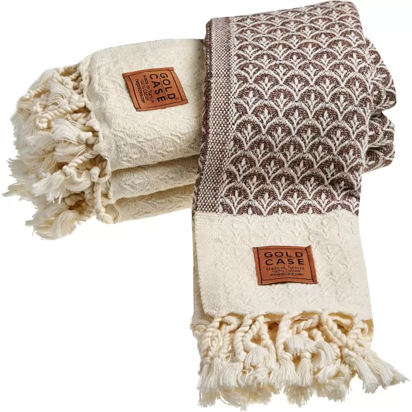 Zeus Original Turkish Hand Towels by Gold CASE  Set of 420x40 100 Cotton Decorative Towel  Bathroom and Kitchen Peshtemal for Hand Face Hair SPA Farmhouse Gym Tea and Dishcloth OrangeBrown Helen Hand Towel