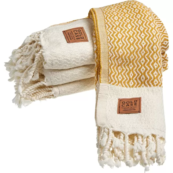Zeus Original Turkish Hand Towels by Gold CASE  Set of 420x40 100 Cotton Decorative Towel  Bathroom and Kitchen Peshtemal for Hand Face Hair SPA Farmhouse Gym Tea and Dishcloth OrangeMustard Zeus Hand Towel