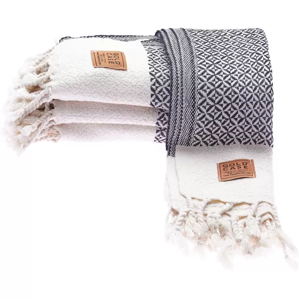Zeus Original Turkish Hand Towels by Gold CASE  Set of 420x40 100 Cotton Decorative Towel  Bathroom and Kitchen Peshtemal for Hand Face Hair SPA Farmhouse Gym Tea and Dishcloth OrangeBlack Aphrodite Hand Towel