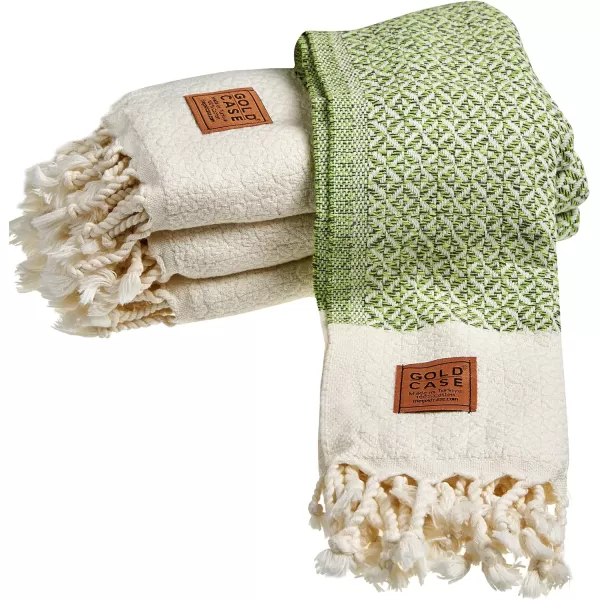 Zeus Original Turkish Hand Towels by Gold CASE  Set of 420x40 100 Cotton Decorative Towel  Bathroom and Kitchen Peshtemal for Hand Face Hair SPA Farmhouse Gym Tea and Dishcloth OrangePistachio Aphrodite Hand Towel