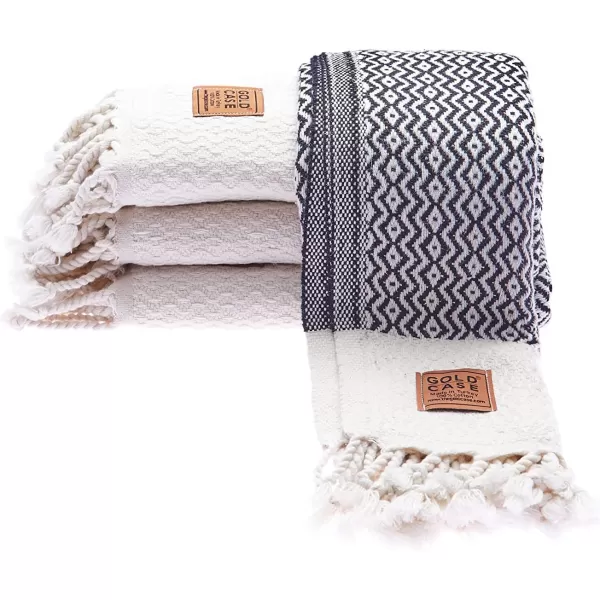 Zeus Original Turkish Hand Towels by Gold CASE  Set of 420x40 100 Cotton Decorative Towel  Bathroom and Kitchen Peshtemal for Hand Face Hair SPA Farmhouse Gym Tea and Dishcloth OrangeBlack Zeus Hand Towel