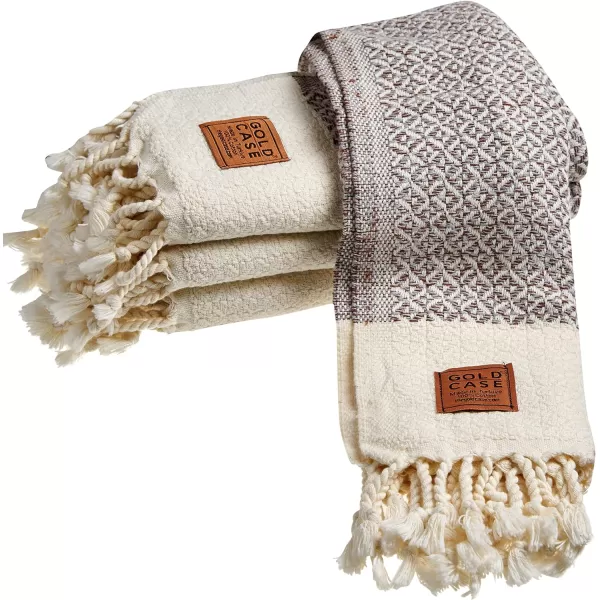 Zeus Original Turkish Hand Towels by Gold CASE  Set of 420x40 100 Cotton Decorative Towel  Bathroom and Kitchen Peshtemal for Hand Face Hair SPA Farmhouse Gym Tea and Dishcloth OrangeBrown Aphrodite Hand Towel