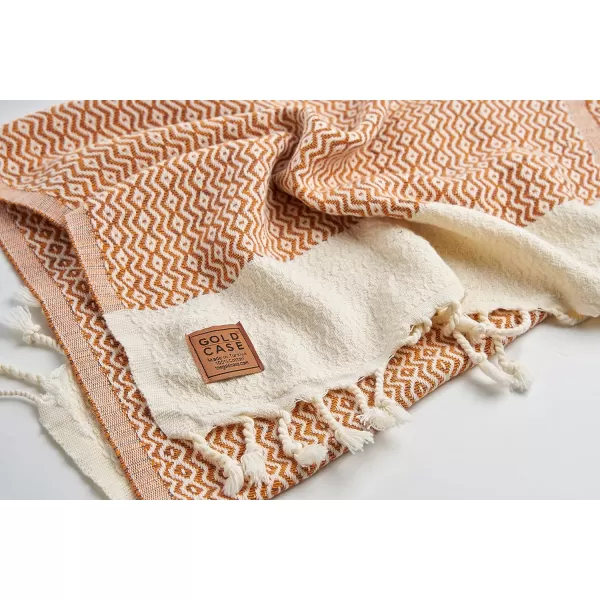 Zeus Original Turkish Hand Towels by Gold CASE  Set of 420x40 100 Cotton Decorative Towel  Bathroom and Kitchen Peshtemal for Hand Face Hair SPA Farmhouse Gym Tea and Dishcloth OrangeOrange Zeus Hand Towel