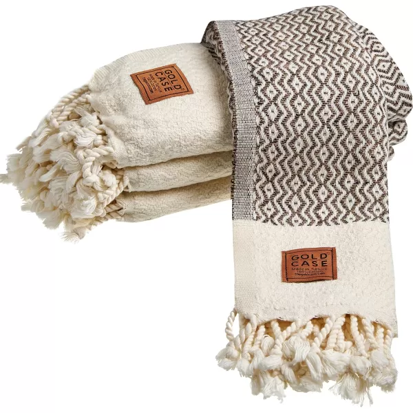Zeus Original Turkish Hand Towels by Gold CASE  Set of 420x40 100 Cotton Decorative Towel  Bathroom and Kitchen Peshtemal for Hand Face Hair SPA Farmhouse Gym Tea and Dishcloth OrangeBrown Zeus Hand Towel