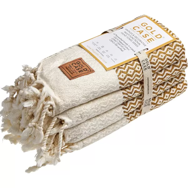 Zeus Original Turkish Hand Towels by Gold CASE  Set of 420x40 100 Cotton Decorative Towel  Bathroom and Kitchen Towel for Hand Face Hair SPA Farmhouse Gym Tea and Dishcloth Dark MustardDark Mustard Zeus Hand Towel