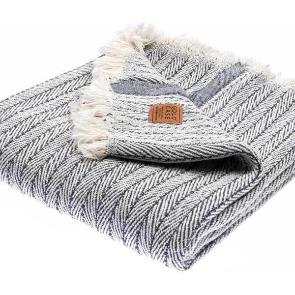 Gold CASE Retro Throw amp Blanket 50x60 inches 130x150cm Super Soft 100 Recycled Cotton  PREWashed Decorative and MultiPurpose Boho Blankets for Couch Farmhouse Bed Chair and Sofa Brown50x60 Vintage Navy Blue