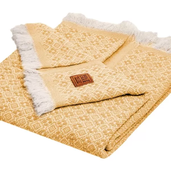 Gold CASE Retro Throw amp Blanket 50x60 inches 130x150cm Super Soft 100 Recycled Cotton  PREWashed Decorative and MultiPurpose Boho Blankets for Couch Farmhouse Bed Chair and Sofa Brown50x60 Retro Mustard