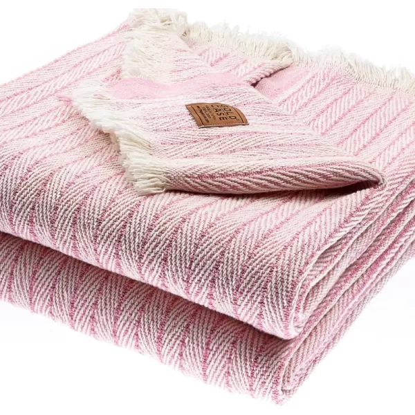 Gold CASE Retro Throw amp Blanket 50x60 inches 130x150cm Super Soft 100 Recycled Cotton  PREWashed Decorative and MultiPurpose Boho Blankets for Couch Farmhouse Bed Chair and Sofa Brown50x60 Set of 2 Vintage Pink