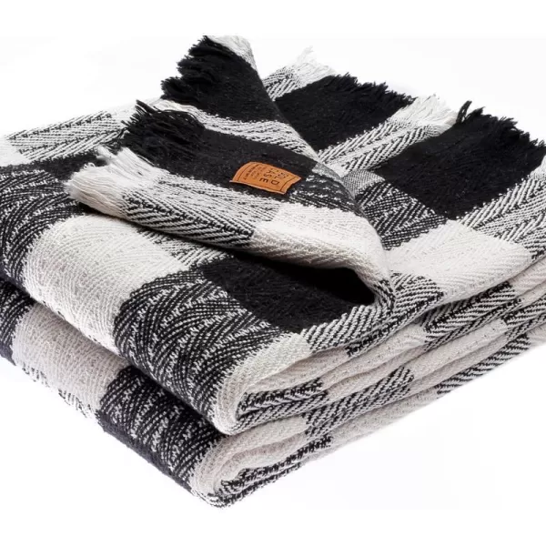 Gold CASE Retro Throw amp Blanket 50x60 inches 130x150cm Super Soft 100 Recycled Cotton  PREWashed Decorative and MultiPurpose Boho Blankets for Couch Farmhouse Bed Chair and Sofa Brown50x60 Set of 2 Buffalo Black