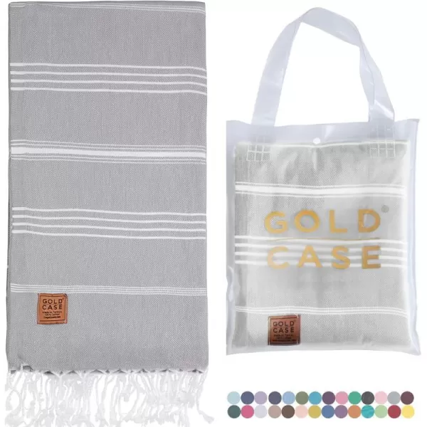 Gold CASE Turkish Beach Towel  Set of 6100 Cotton  70x38 inches XXL Oversized  PREWashed  Quick Dry Sand Free Turkish Towel  Lightweight Bath Towels OlymposMulticolor2Grey BeachBath Towel 1pc