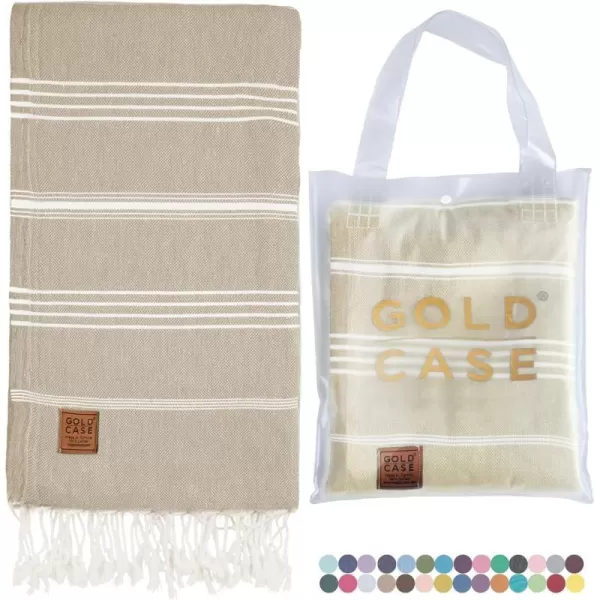 Gold CASE Turkish Beach Towel  Set of 6100 Cotton  70x38 inches XXL Oversized  PREWashed  Quick Dry Sand Free Turkish Towel  Lightweight Bath Towels OlymposMulticolor2Beige BeachBath Towel 1pc