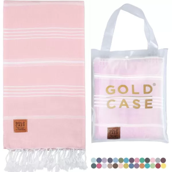 Gold CASE Turkish Beach Towel  Set of 6100 Cotton  70x38 inches XXL Oversized  PREWashed  Quick Dry Sand Free Turkish Towel  Lightweight Bath Towels OlymposMulticolor2Pink BeachBath Towel 1pc