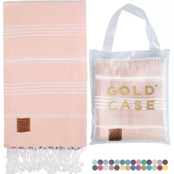 Gold CASE Turkish Beach Towel  Set of 6100 Cotton  70x38 inches XXL Oversized  PREWashed  Quick Dry Sand Free Turkish Towel  Lightweight Bath Towels OlymposMulticolor2Salmon BeachBath Towel 1pc