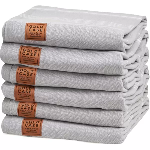 Gold CASE Turkish Beach Towel  Set of 6100 Cotton  70x38 inches XXL Oversized  PREWashed  Quick Dry Sand Free Turkish Towel  Lightweight Bath Towels OlymposMulticolor2Grey BeachBath Towel Set