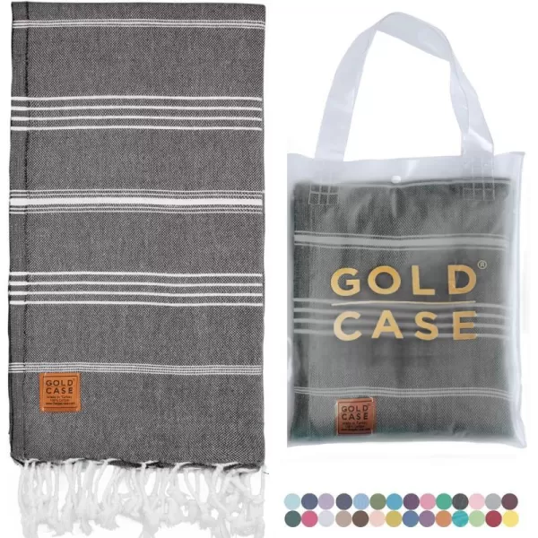 Gold CASE Turkish Beach Towel  Set of 6100 Cotton  70x38 inches XXL Oversized  PREWashed  Quick Dry Sand Free Turkish Towel  Lightweight Bath Towels OlymposMulticolor2Black BeachBath Towel 1pc