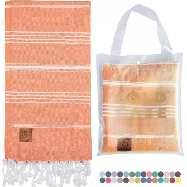 Gold CASE Turkish Beach Towel  Set of 6100 Cotton  70x38 inches XXL Oversized  PREWashed  Quick Dry Sand Free Turkish Towel  Lightweight Bath Towels OlymposMulticolor2Orange BeachBath Towel 1pc
