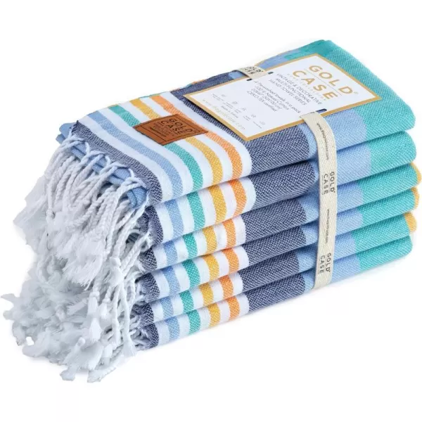 Gold CASE Turkish Beach Towel  Set of 6100 Cotton  70x38 inches XXL Oversized  PREWashed  Quick Dry Sand Free Turkish Towel  Lightweight Bath Towels OlymposMulticolor2Olymposmulticolor1 Hand Towel Set