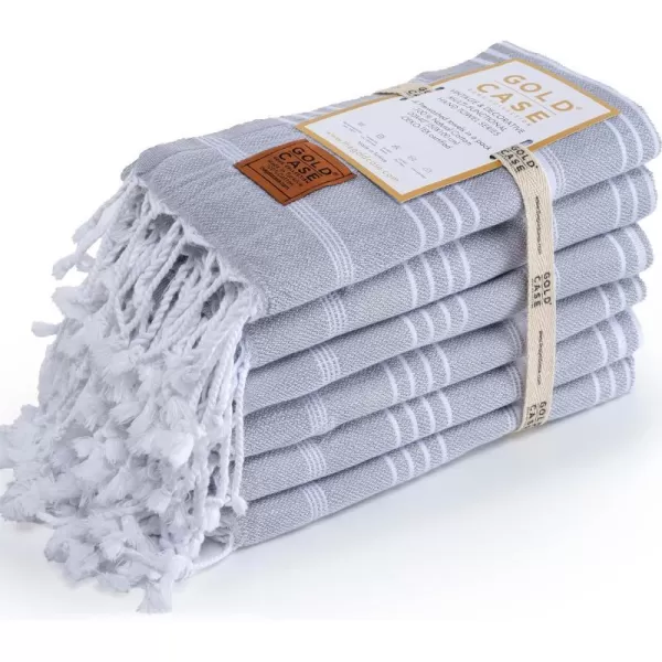 Gold CASE Turkish Beach Towel  Set of 6100 Cotton  70x38 inches XXL Oversized  PREWashed  Quick Dry Sand Free Turkish Towel  Lightweight Bath Towels OlymposMulticolor2Grey Hand Towel Set