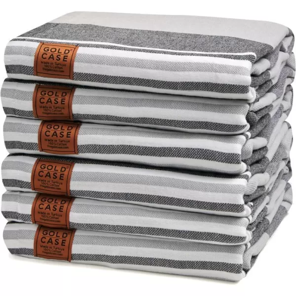 Gold CASE Turkish Beach Towel  Set of 6100 Cotton  70x38 inches XXL Oversized  PREWashed  Quick Dry Sand Free Turkish Towel  Lightweight Bath Towels OlymposMulticolor2Olymposblack BeachBath Towel Set
