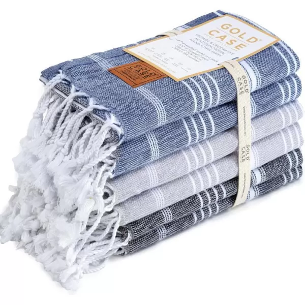 Gold CASE Turkish Beach Towel  Set of 6100 Cotton  70x38 inches XXL Oversized  PREWashed  Quick Dry Sand Free Turkish Towel  Lightweight Bath Towels OlymposMulticolor2Multi Dark Hand Towel Set