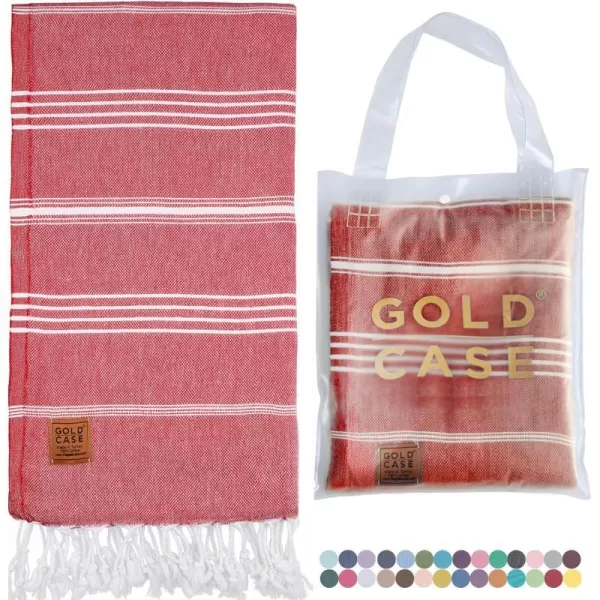Gold CASE Turkish Beach Towel  Set of 6100 Cotton  70x38 inches XXL Oversized  PREWashed  Quick Dry Sand Free Turkish Towel  Lightweight Bath Towels OlymposMulticolor2Red BeachBath Towel 1pc