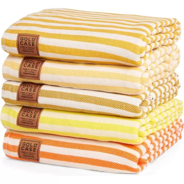 Gold CASE Turkish Beach Towel MYRA  40x70 inches XXL Oversized Bath Towels 100 Cotton Quick Dry Sand Free  with Free Reusable Bag Gift  Super Soft MyraOrangeTones of Yellow BeachBath Towel Set