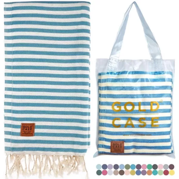 Gold CASE Turkish Beach Towel MYRA  40x70 inches XXL Oversized Bath Towels 100 Cotton Quick Dry Sand Free  with Free Reusable Bag Gift  Super Soft MyraOrangeTurquoise BeachBath Towel 1pc