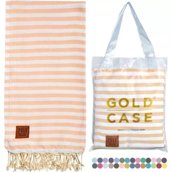 Gold CASE Turkish Beach Towel MYRA  40x70 inches XXL Oversized Bath Towels 100 Cotton Quick Dry Sand Free  with Free Reusable Bag Gift  Super Soft MyraOrangeSalmon BeachBath Towel 1pc