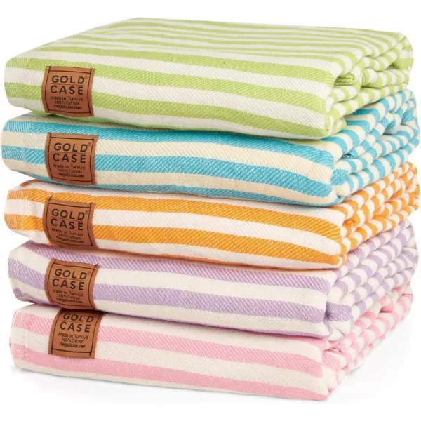 Gold CASE Turkish Beach Towel MYRA  40x70 inches XXL Oversized Bath Towels 100 Cotton Quick Dry Sand Free  with Free Reusable Bag Gift  Super Soft MyraOrangeMulti2 BeachBath Towel Set