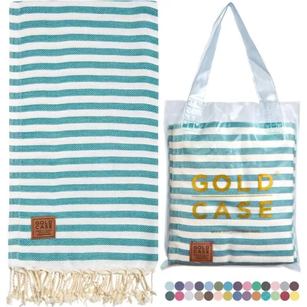Gold CASE Turkish Beach Towel MYRA  40x70 inches XXL Oversized Bath Towels 100 Cotton Quick Dry Sand Free  with Free Reusable Bag Gift  Super Soft MyraOrangeTeal BeachBath Towel 1pc