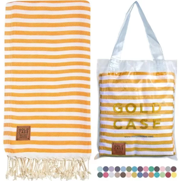 Gold CASE Turkish Beach Towel MYRA  40x70 inches XXL Oversized Bath Towels 100 Cotton Quick Dry Sand Free  with Free Reusable Bag Gift  Super Soft MyraOrangeOrange BeachBath Towel 1pc