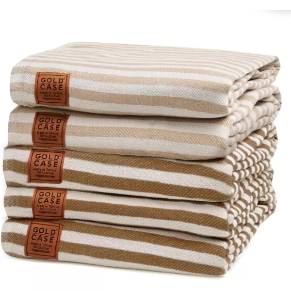 Gold CASE Turkish Beach Towel MYRA  40x70 inches XXL Oversized Bath Towels 100 Cotton Quick Dry Sand Free  with Free Reusable Bag Gift  Super Soft MyraOrangeBrownbeige BeachBath Towel Set