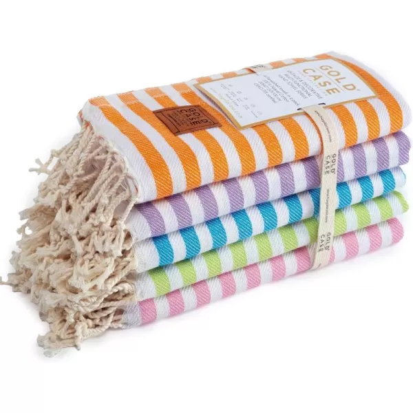 Gold CASE Turkish Beach Towel MYRA  40x70 inches XXL Oversized Bath Towels 100 Cotton Quick Dry Sand Free  with Free Reusable Bag Gift  Super Soft MyraOrangeMulti2 Hand Towel set
