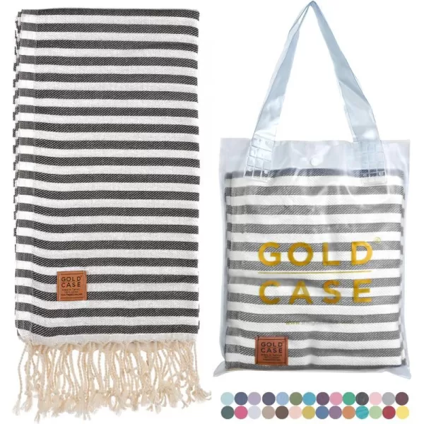 Gold CASE Turkish Beach Towel MYRA  40x70 inches XXL Oversized Bath Towels 100 Cotton Quick Dry Sand Free  with Free Reusable Bag Gift  Super Soft MyraOrangeBlack BeachBath Towel 1pc