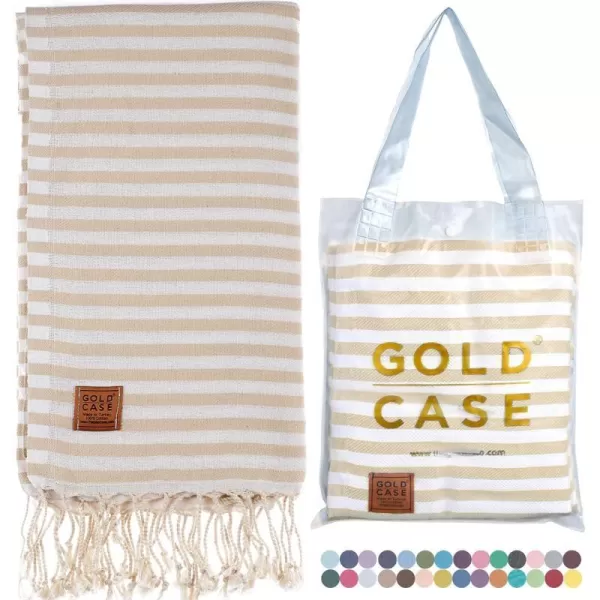 Gold CASE Turkish Beach Towel MYRA  40x70 inches XXL Oversized Bath Towels 100 Cotton Quick Dry Sand Free  with Free Reusable Bag Gift  Super Soft MyraOrangeBeige BeachBath Towel 1pc